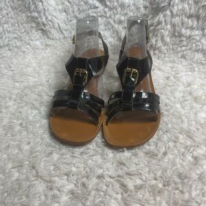 Juicy Couture Black Sandals with Gold Buckle